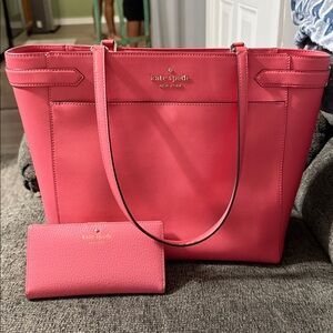 Kate Spade Stacie Bubblegum Pink Laptop Tote and Wallet